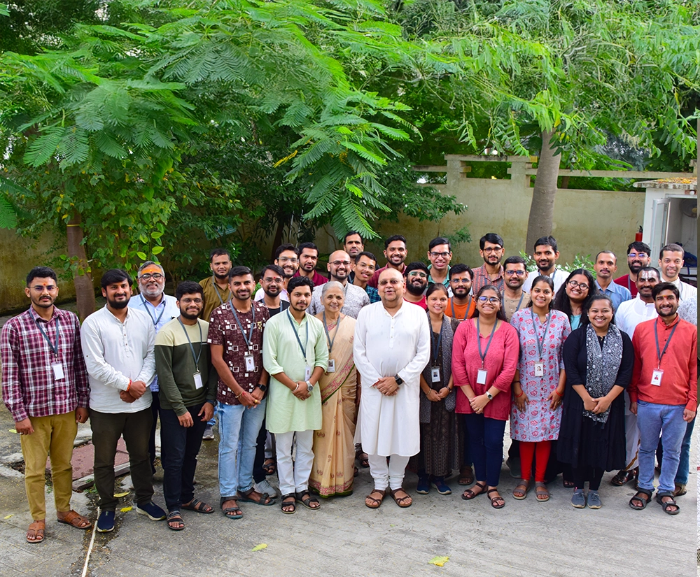 a photo of employees after diwali puja